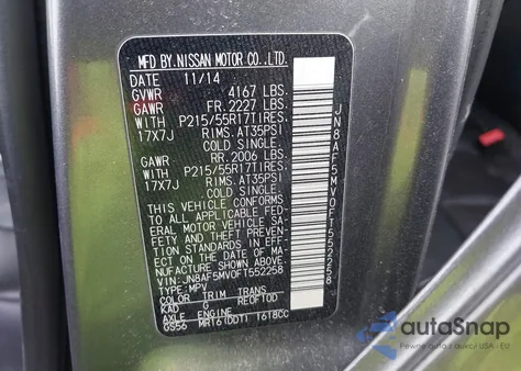 2015 Nissan Juke Sl from USA, damaged, VIN JN8AF5MV0FT552258